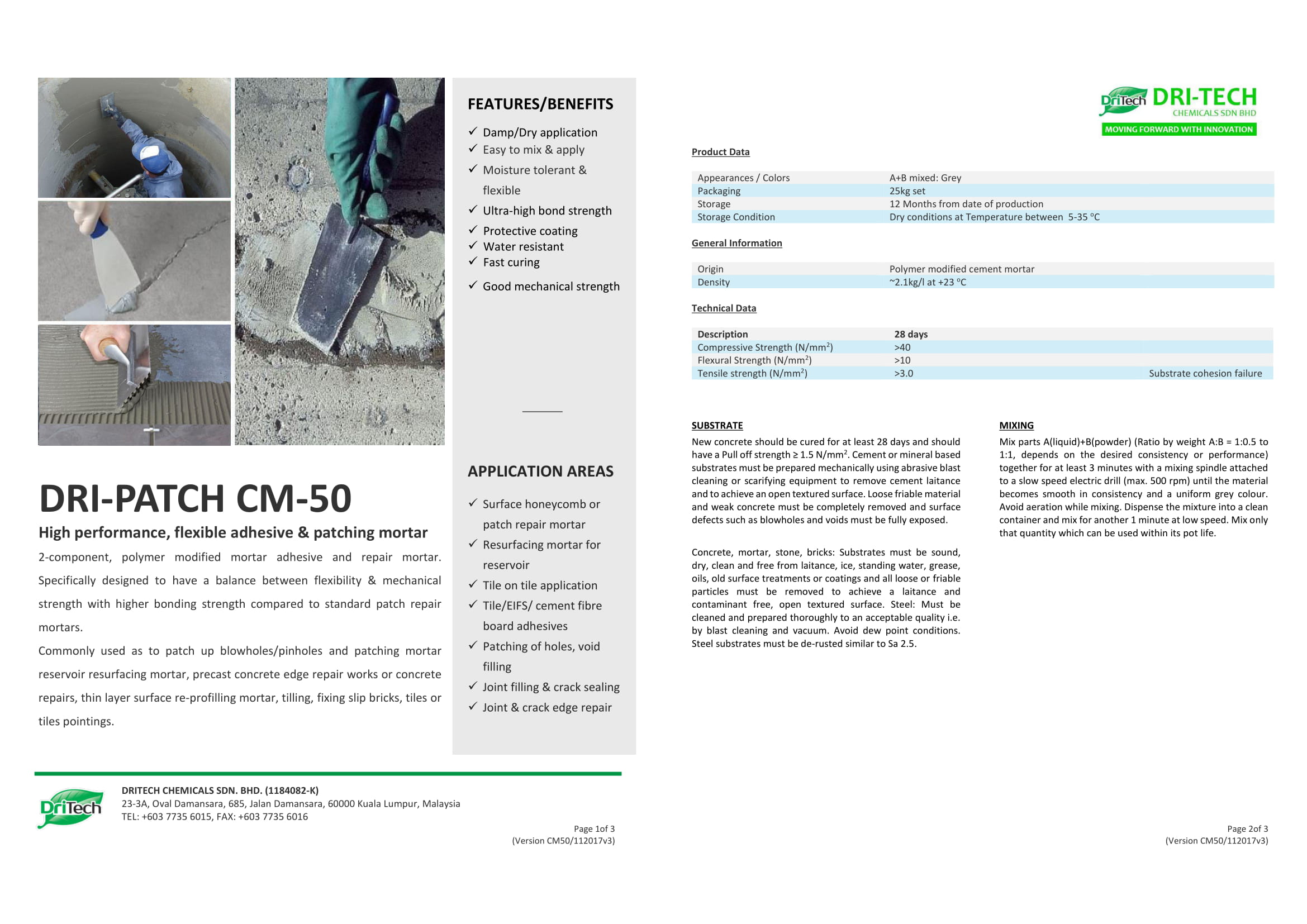 Dri Patch CM 50 | Flexible Adhesive Concrete Repair Mortar